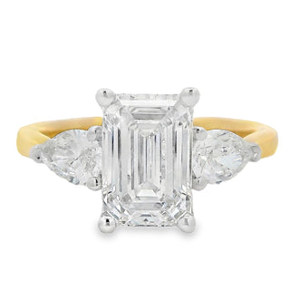 2.01ct Emerald Cut Solitaire Lab Grown Diamond Ring in 18ct Yellow Gold