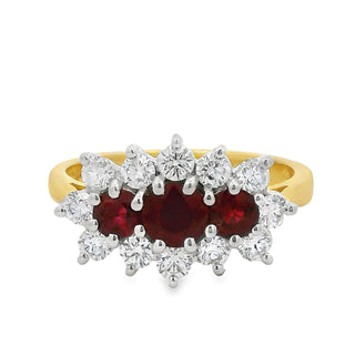 Ruby and Diamond Fancy Cluster Ring in 18ct Yellow Gold