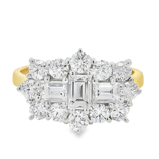 1.91ct Boat Cluster Diamond Dress Ring in 18ct Yellow Gold