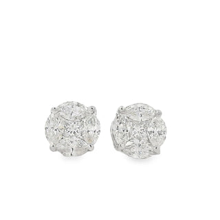 0.30ct Invisible Set Diamond Stud Earrings in 18ct White Gold