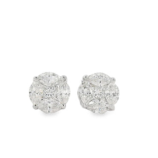 0.40ct Invisible Set Diamond Stud Earrings in 18ct White Gold