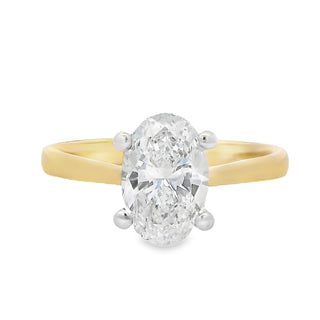 1.50ct D VS2 Oval Cut Solitaire Diamond Engagement Ring in 18ct Yellow Gold