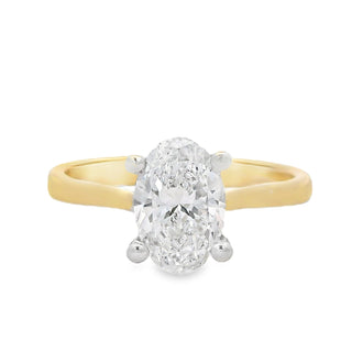1.20ct D VS2 Oval Cut Solitaire Diamond Engagement Ring in 18ct Yellow Gold