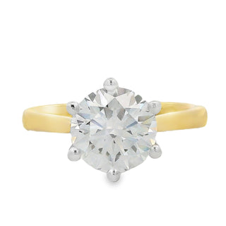 2.08ct Six Claw Brilliant Cut Solitaire Lab Grown Diamond Ring in 18ct Yellow Gold