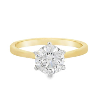 1.53ct Six Claw Brilliant Cut Solitaire Lab Grown diamond Ring in 18ct Yellow Gold
